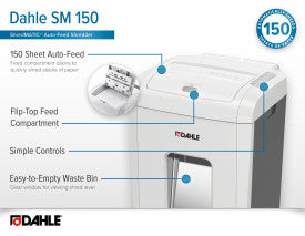 Dahle ShredMATIC SM 150 Auto-Feed Paper Shredder, 150 Sheets